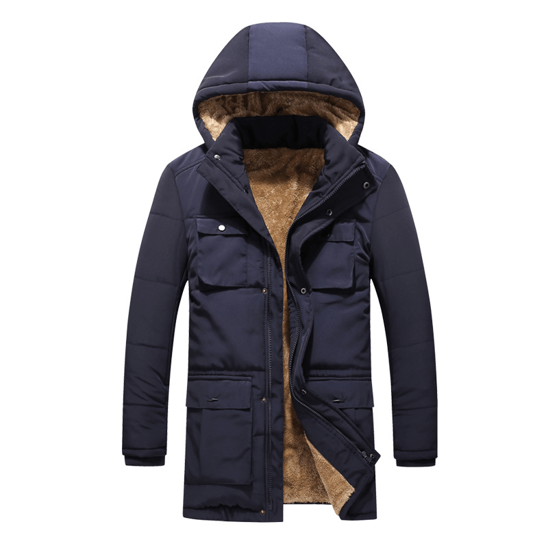 men's mid-length padded hooded jacket, view 3 - MRSLM