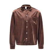 men's gold velvet printed cardigan shirt, view 3 - MRSLM