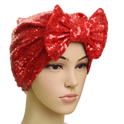 women's sequin bow bandana hat, view 6 - MRSLM
