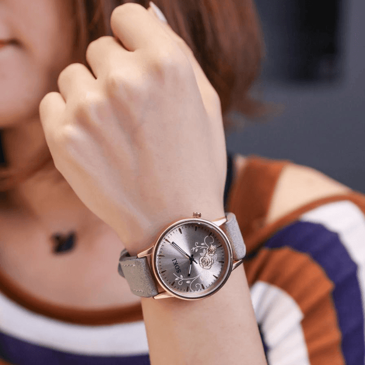 Deffrun Casual Style Women Wrist Watch Leather Watch Band Quartz Watch - MRSLM