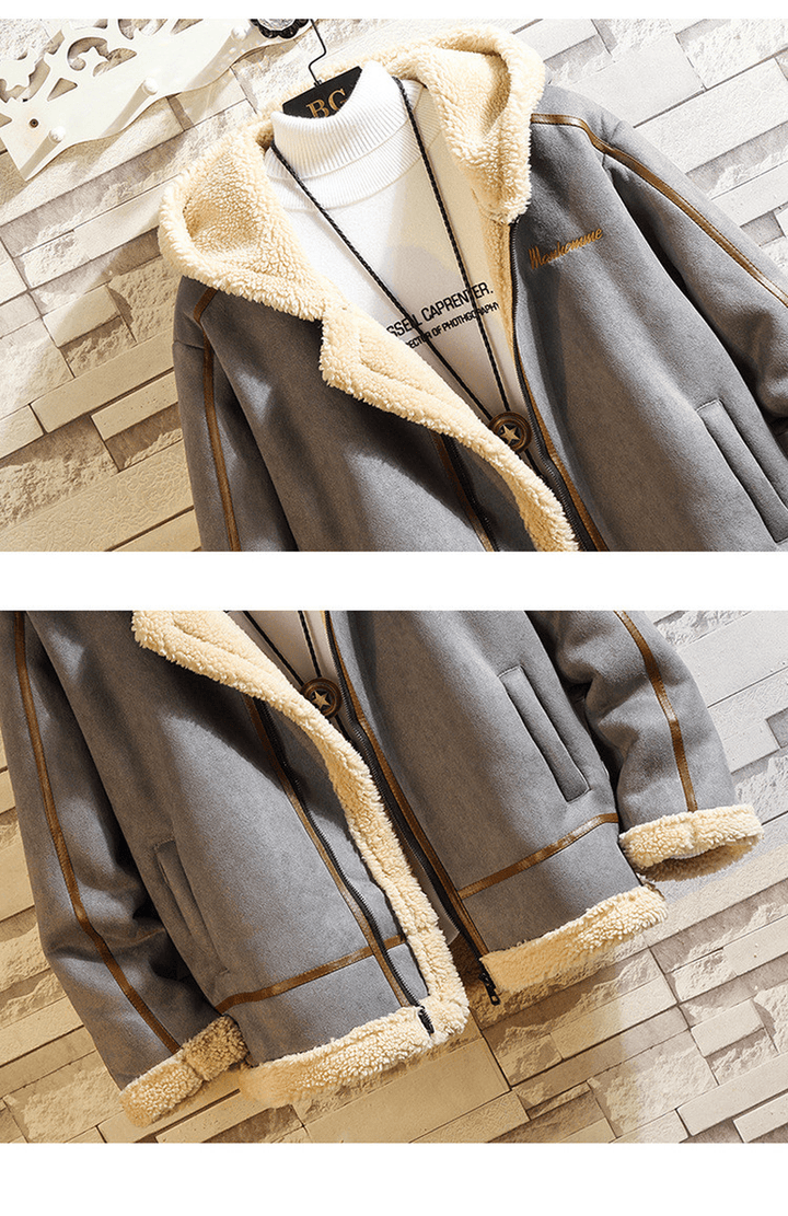 Fashion Lamb Wool Hooded Casual Men'S Cotton Jacket - MRSLM