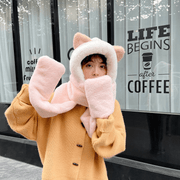cat scarf hat gloves set faux rabbit fur, view 2 - MRSLM