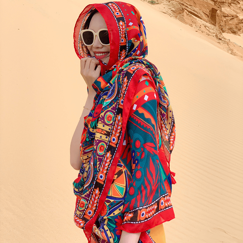 ethnic style cotton scarf, view 5 - MRSLM