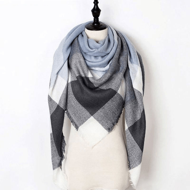 imitation cashmere double-sided plaid shawl, view 3 - MRSLM