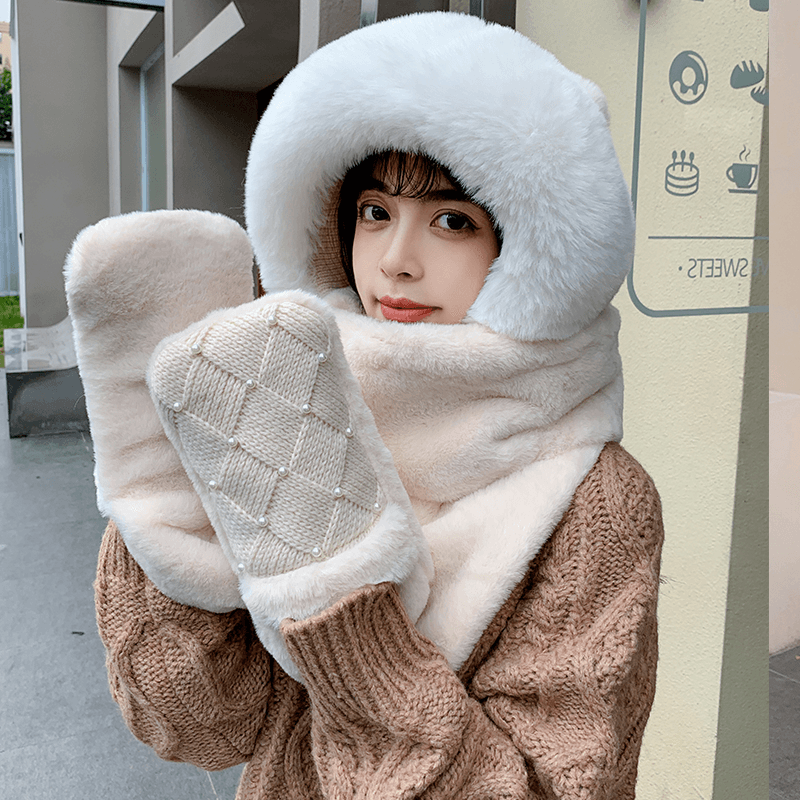 wool hat scarf gloves set, view 2 - MRSLM