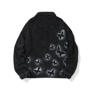 butterfly print denim jacket for men, view 3 - MRSLM