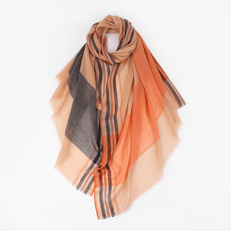 Autumn and Winter Versatile Checkered Fringe Warm Long Scarf