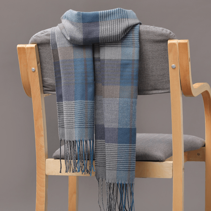 plaid imitation cashmere tassel scarf, view 18 - MRSLM