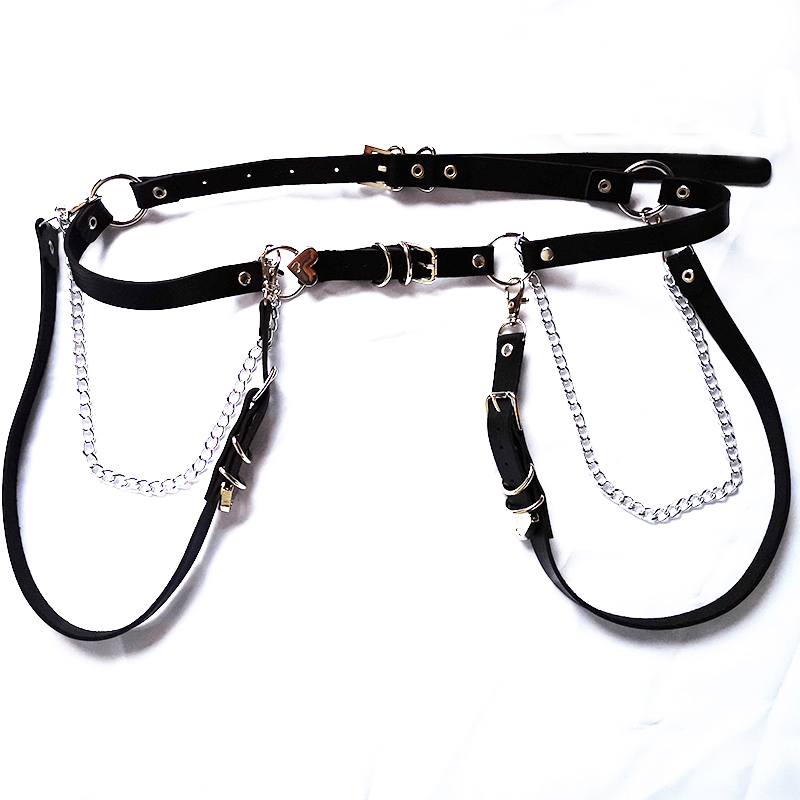 Gothic adjustable punk belt and leg ring, view 3 - MRSLM