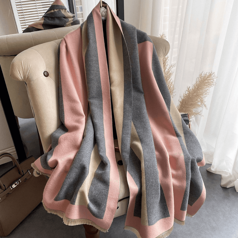thick imitation cashmere check scarf, view 4 - MRSLM