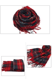 Warm plaid tassel shawl, view 8 - MRSLM