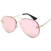 large gold metal frame UV400 sunglasses, view 2 - MRSLM