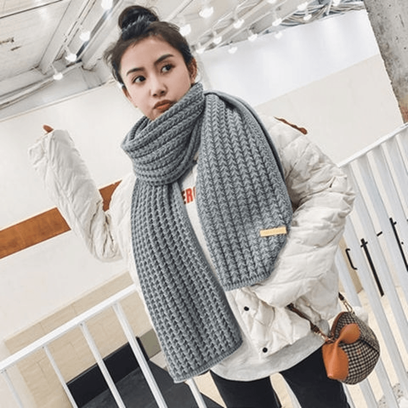 Women's thick knit striped winter scarf, view 8 - MRSLM