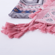 ethnic style fringed square scarf, view 7 - MRSLM
