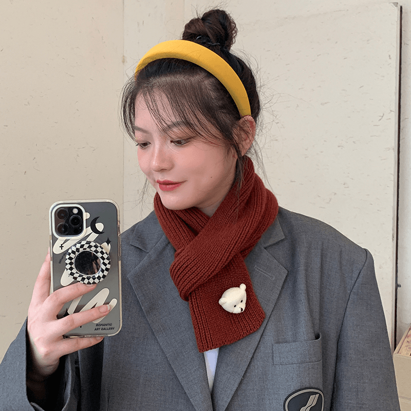 Knitted plain scarf, view 7 - MRSLM