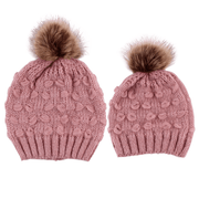 parent-child knit hat with fur ball, view 3 - MRSLM