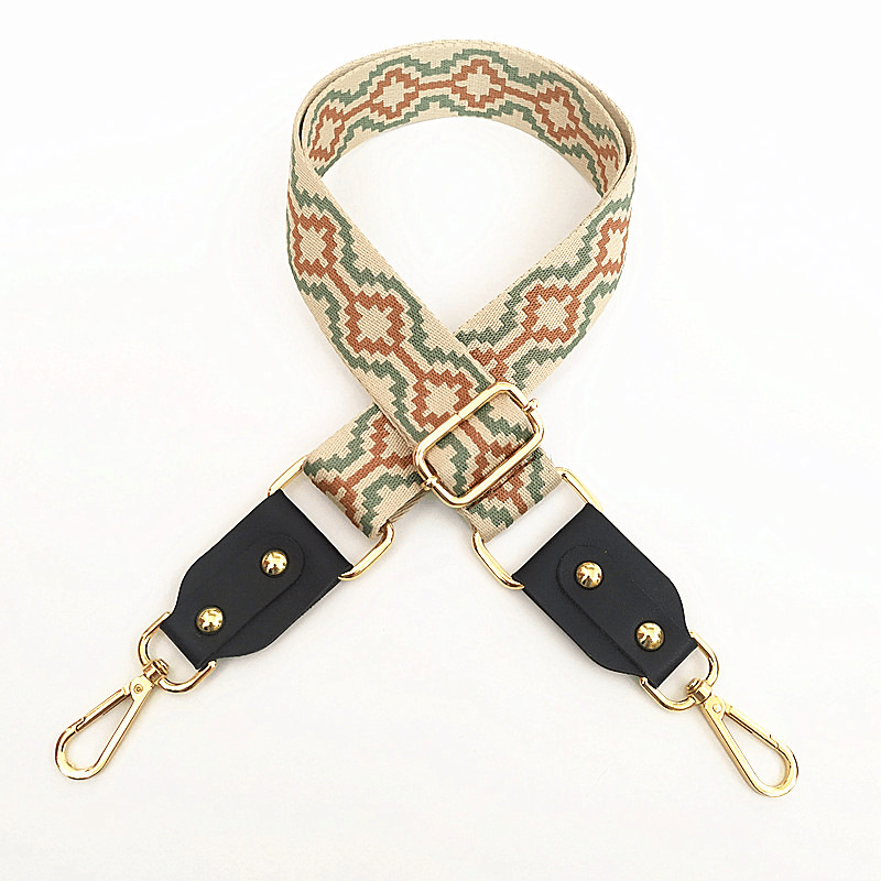 adjustable jacquard bag strap with leather, view 10 - MRSLM