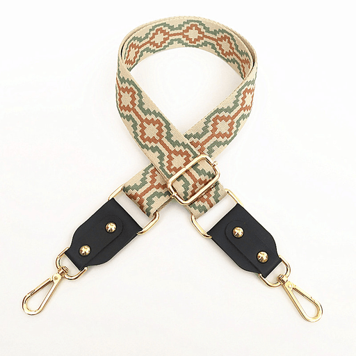 adjustable jacquard bag strap with leather, view 10 - MRSLM
