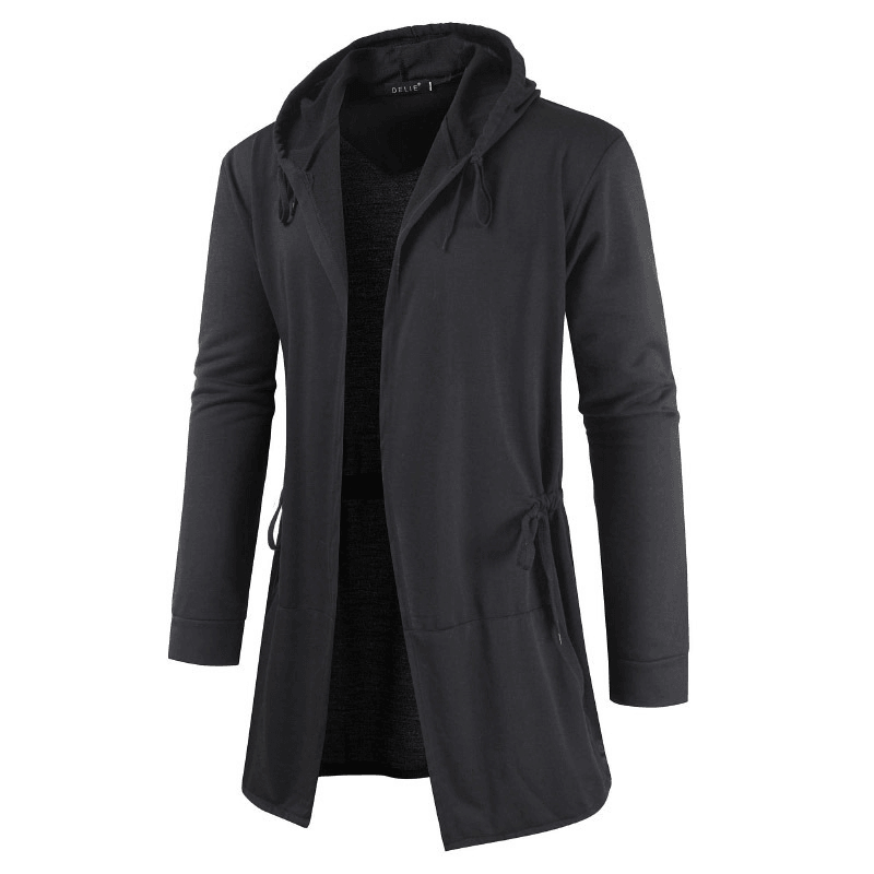 Men's Fashion Casual Korean Mid-Length Hooded Sweater Cardigan Jacket