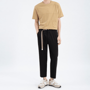 men's slim straight cropped trousers, view 2 - MRSLM