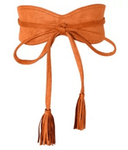 women's wide woven waist belt with tassels, view 6 - MRSLM