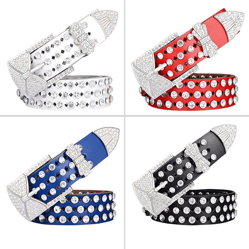 Women's cowhide rhinestone butterfly belt - MRSLM
