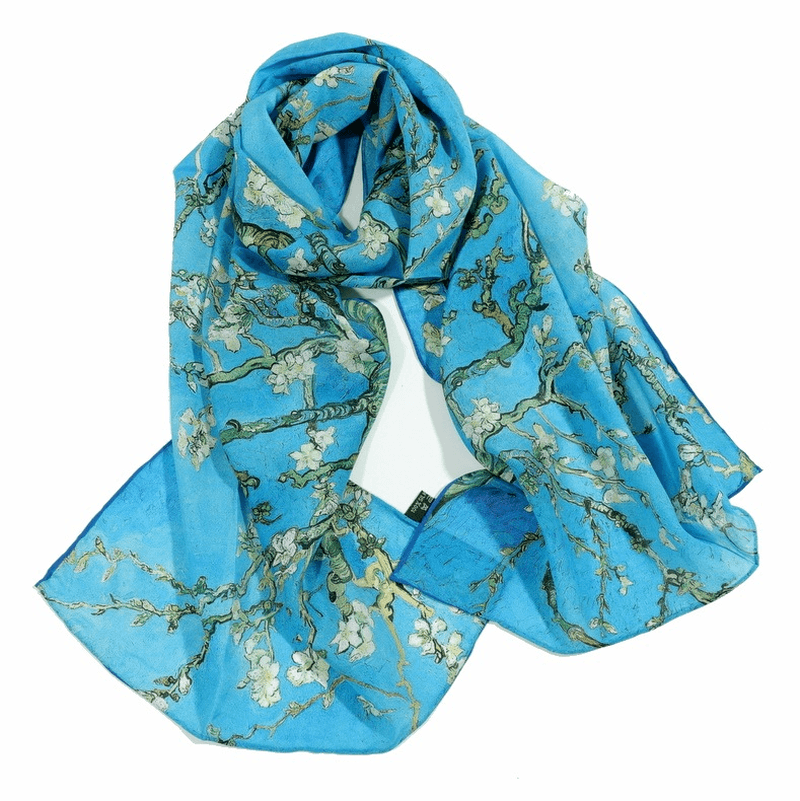 Mulberry silk oil painting scarf, view 6 - MRSLM