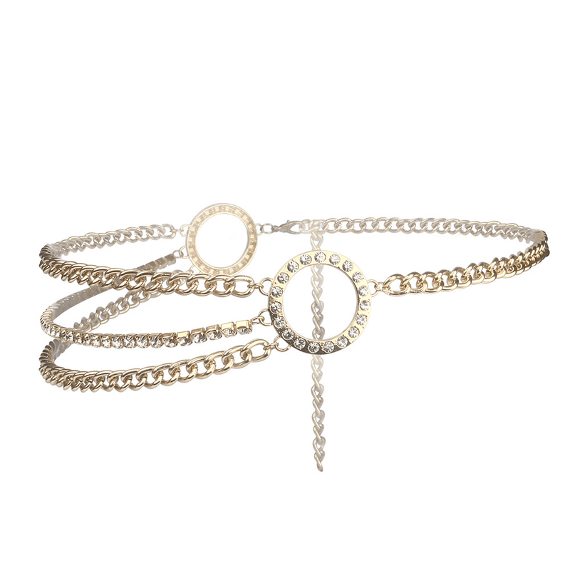 Women's multilayer rhinestone waist chain, view 6 - MRSLM