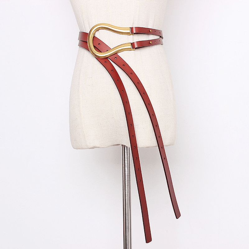 women's horseshoe buckle cowhide belt, view 3 - MRSLM