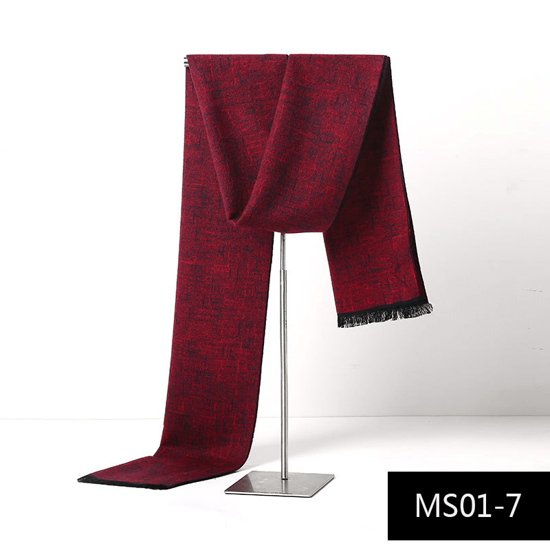 Men's plaid imitation cashmere scarf, view 7 - MRSLM
