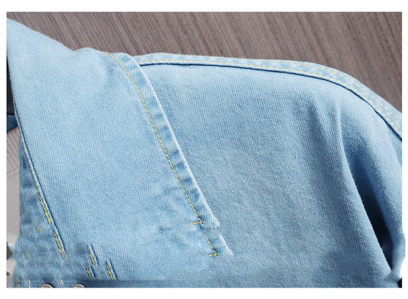 Men's loose long sleeve denim shirt, view 4 - MRSLM