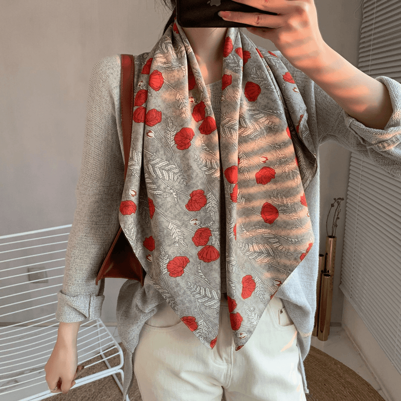 Retro printed square scarf, view 20 - MRSLM