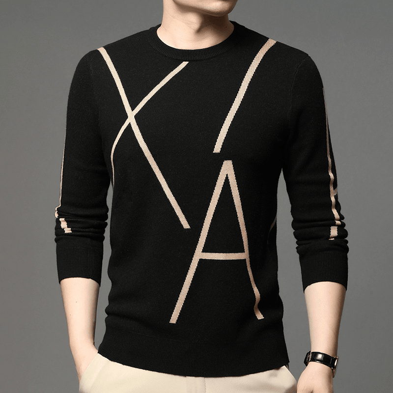 Men's Sweater Long-Sleeved Korean Pullover Jacquard Fashion Youth Trend Bottoming Shirt