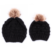 parent-child knit hat with fur ball, view 5 - MRSLM