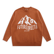 Snow Mountain Letter Jacquard Knit Men'S Street Trend Loose round Neck Sweater - MRSLM