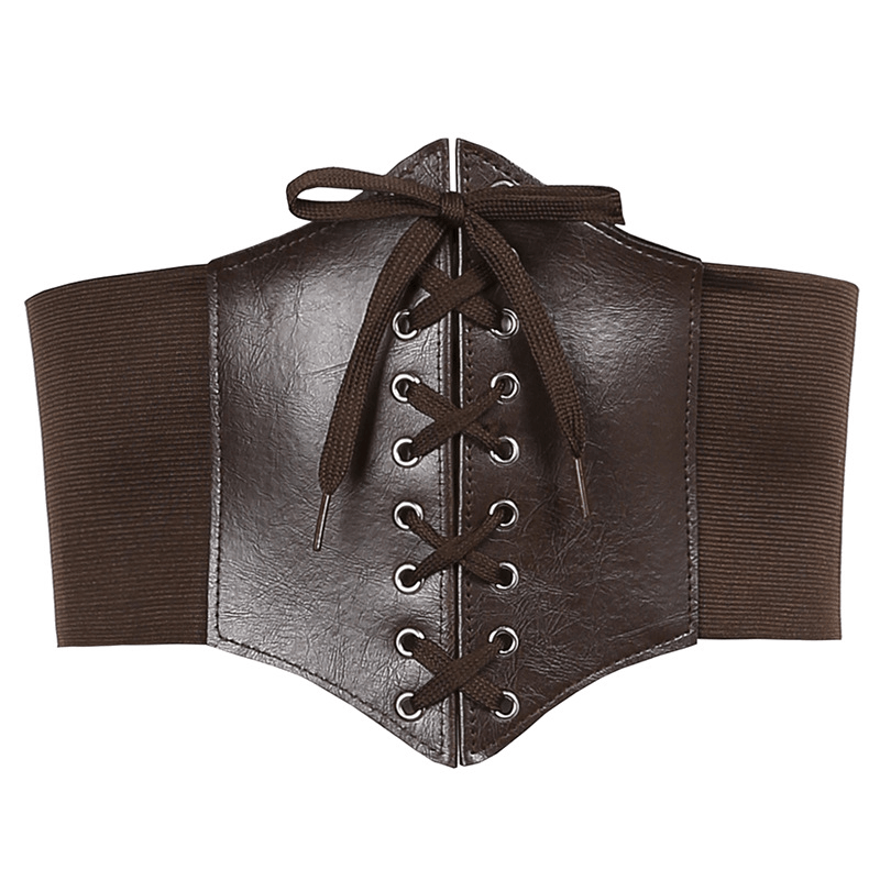 women's high-waist PU corset belt, view 3 - MRSLM