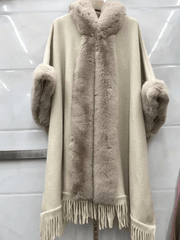 Knitted check shawl cardigan cloak, view 6 - MRSLM