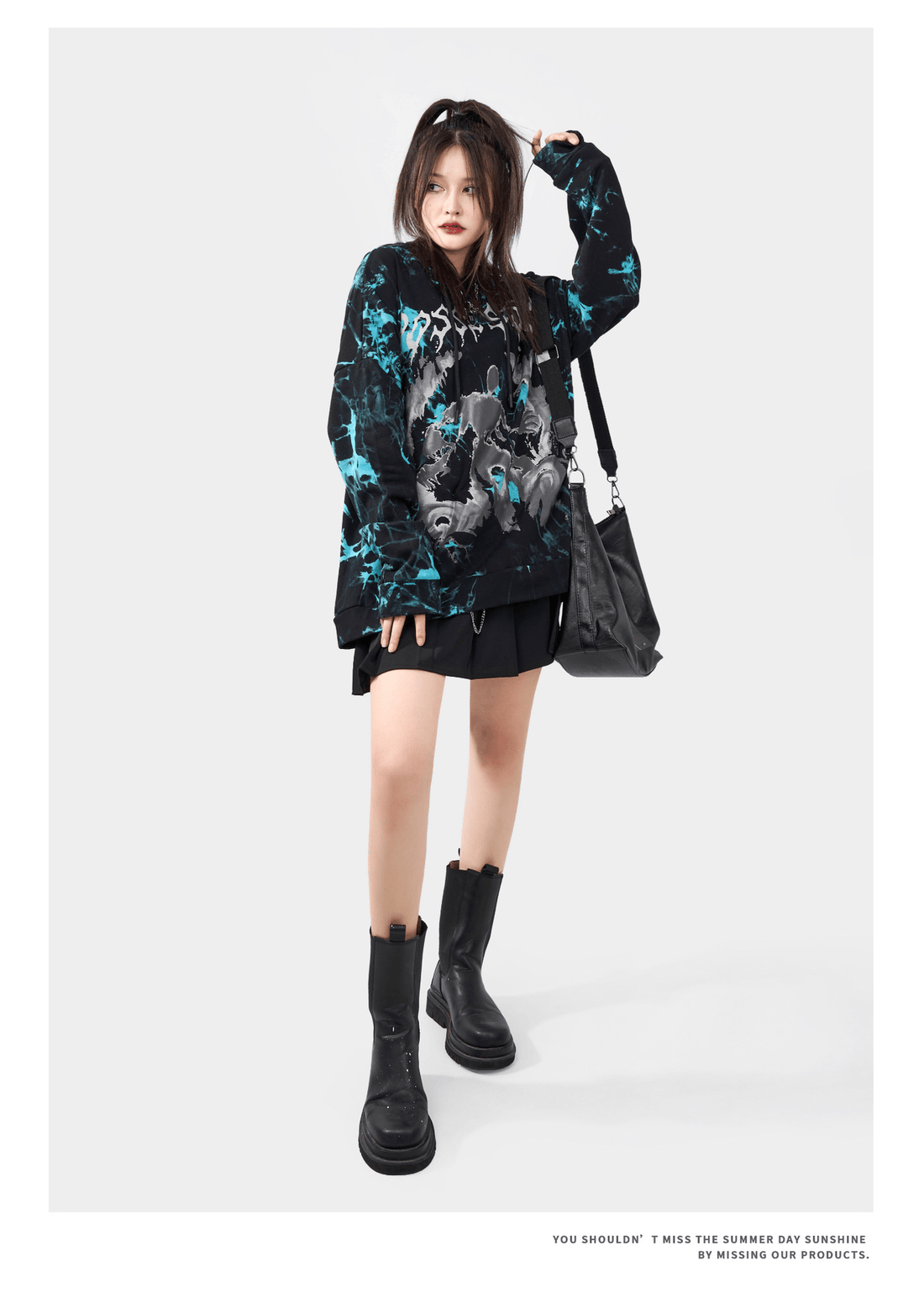 Dark Abstract Pattern Printed Casual Hooded Sweatshirt