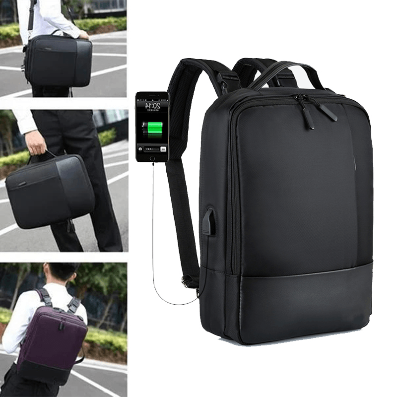 Men New Multifunctional Backpack Shoulder Bag Business Bag with USB Charging Port - MRSLM