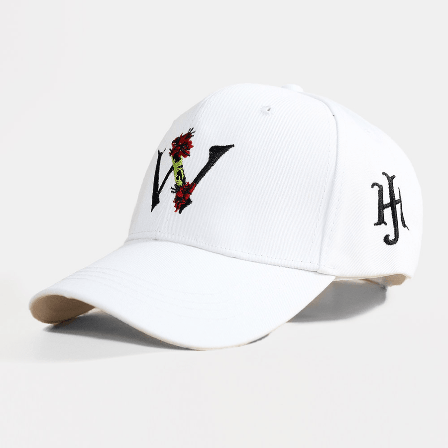 Unisex Curved Brim Cotton Letter Flower Embroidered Hat Outdoor Sports Baseball Cap - MRSLM
