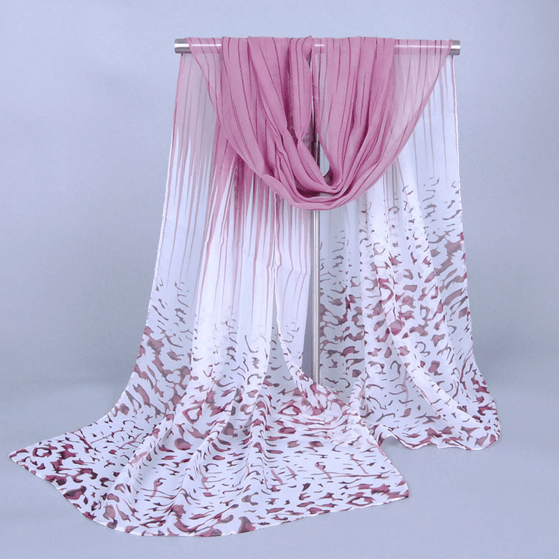 Leopard print chiffon long scarf, view 2 - MRSLM