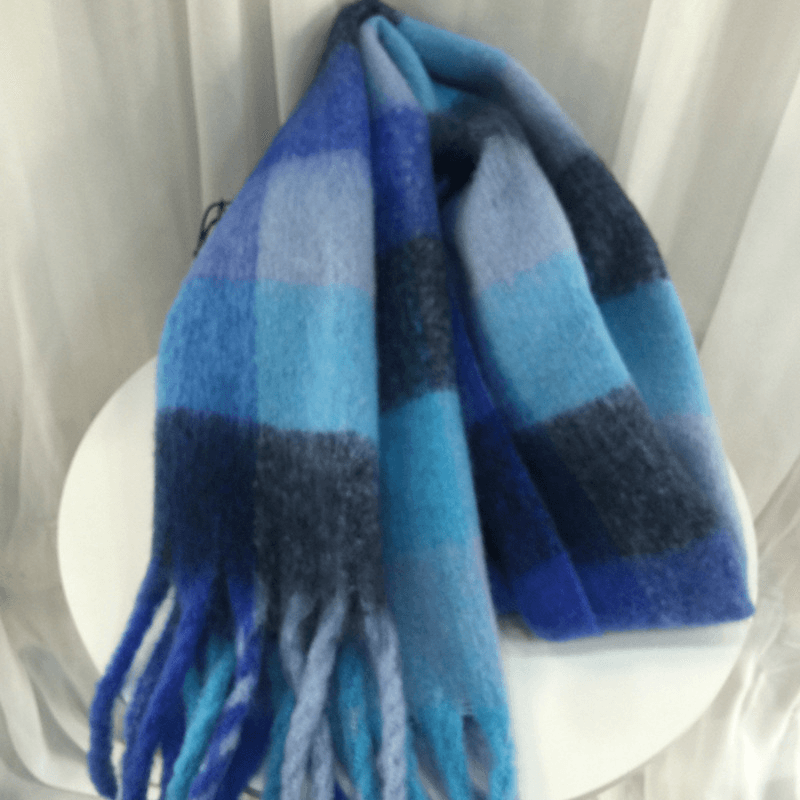 Women's Autumn Colorful Striped Warm Plaid Scarf