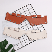 Women's wide elastic PU waist belt, view 2 - MRSLM