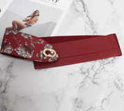 Women's wide elastic PU leather belt, view 2 - MRSLM