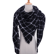 imitation cashmere triangle scarf with grid print, view 5 - MRSLM