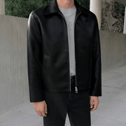 men's slim PU leather motorcycle jacket, view 5 - MRSLM