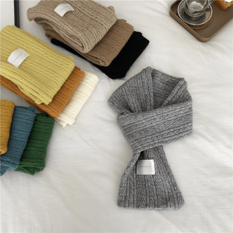 pure color knitted warm scarf, view 3 - MRSLM