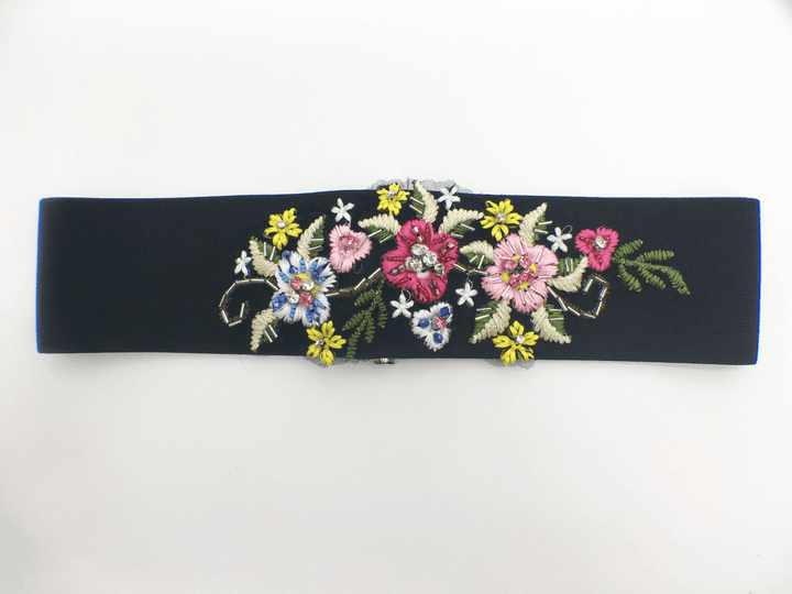 Embroidered Ladies Waist Flower-Shaped Decorative Buckle All-Match Single Loop Weaving - MRSLM