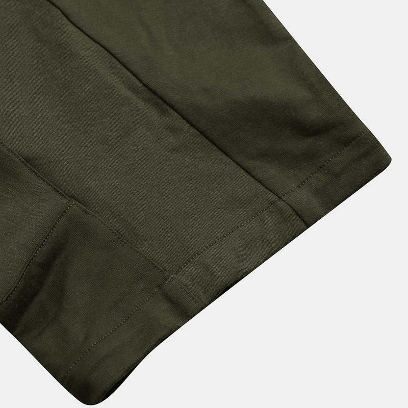 Men's army green cotton shorts, view 8 - MRSLM