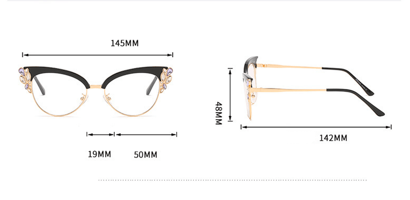 Diamond studded cat eye party glasses, view 4 - MRSLM